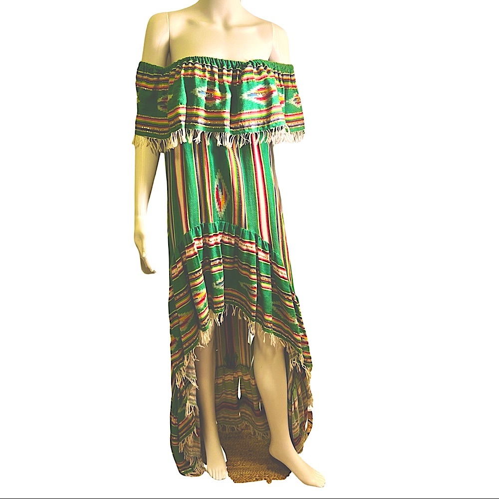 NWT - Marina St Barths Green Off-the-Shoulder Maxi Dress